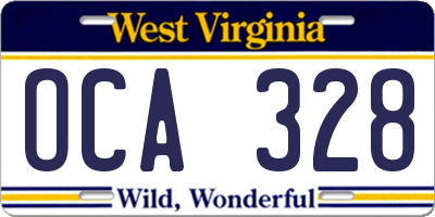 WV license plate OCA328