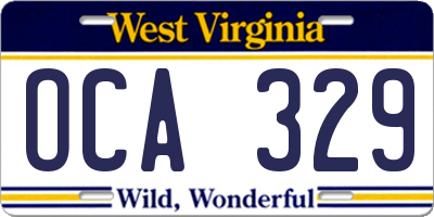 WV license plate OCA329