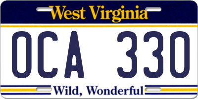 WV license plate OCA330