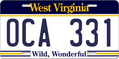 WV license plate OCA331