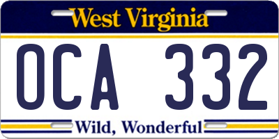 WV license plate OCA332