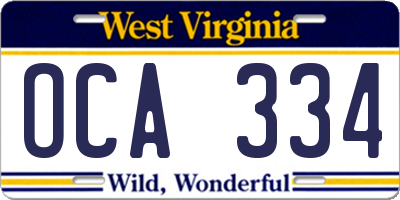 WV license plate OCA334