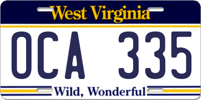WV license plate OCA335