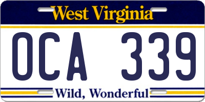 WV license plate OCA339
