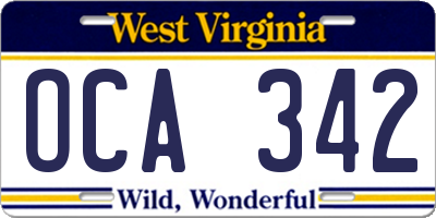 WV license plate OCA342