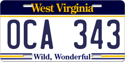 WV license plate OCA343