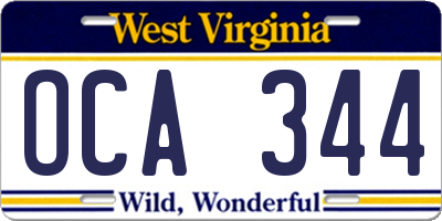 WV license plate OCA344