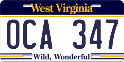 WV license plate OCA347
