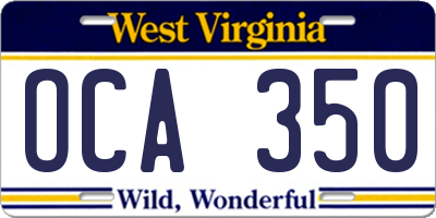 WV license plate OCA350