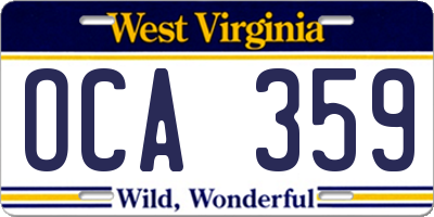WV license plate OCA359