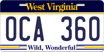 WV license plate OCA360