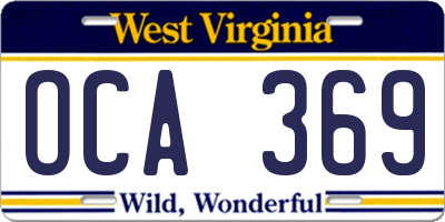 WV license plate OCA369