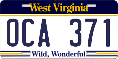 WV license plate OCA371