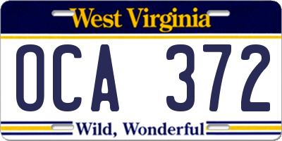 WV license plate OCA372