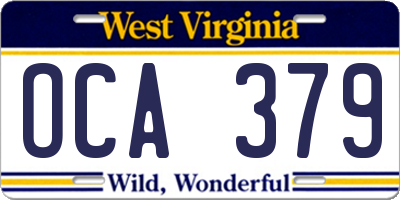 WV license plate OCA379