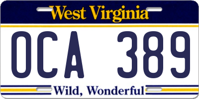 WV license plate OCA389