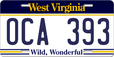 WV license plate OCA393