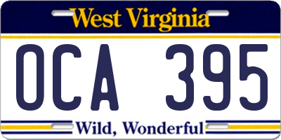 WV license plate OCA395