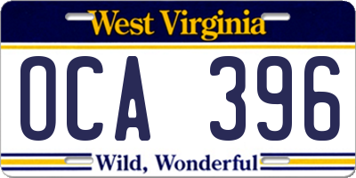 WV license plate OCA396