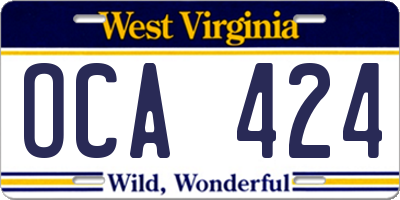 WV license plate OCA424
