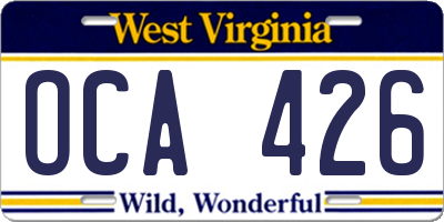 WV license plate OCA426