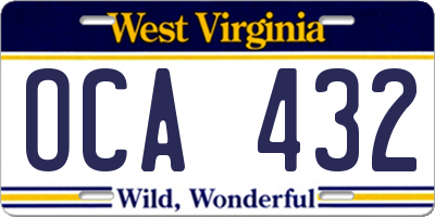 WV license plate OCA432