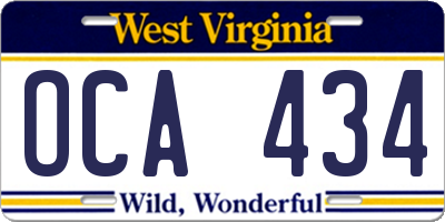 WV license plate OCA434