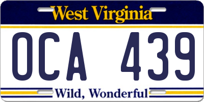 WV license plate OCA439