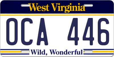 WV license plate OCA446