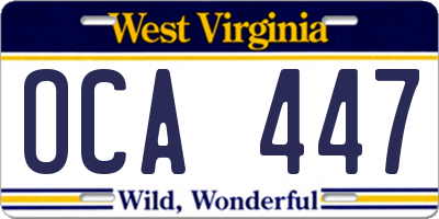 WV license plate OCA447