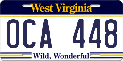 WV license plate OCA448