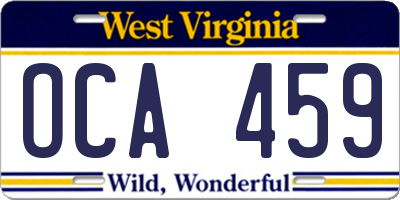 WV license plate OCA459
