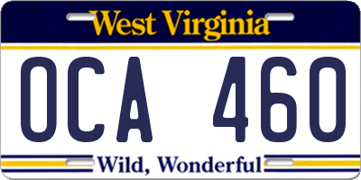 WV license plate OCA460