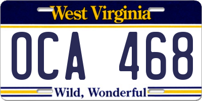 WV license plate OCA468