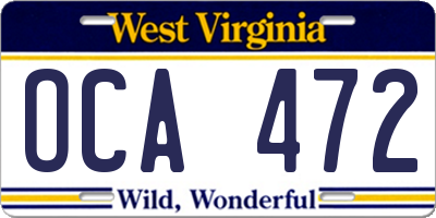WV license plate OCA472