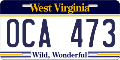 WV license plate OCA473