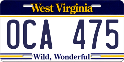 WV license plate OCA475