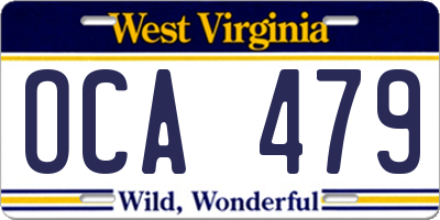 WV license plate OCA479