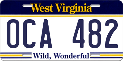 WV license plate OCA482
