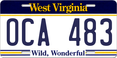 WV license plate OCA483