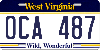 WV license plate OCA487