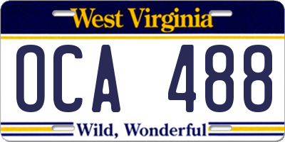 WV license plate OCA488