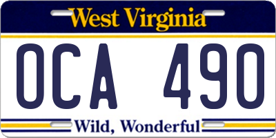 WV license plate OCA490