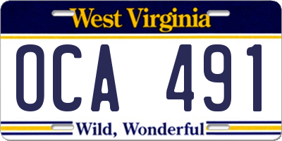 WV license plate OCA491
