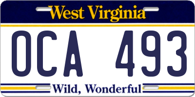 WV license plate OCA493