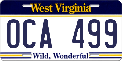 WV license plate OCA499
