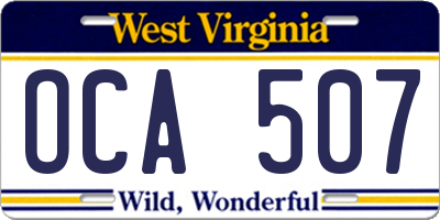 WV license plate OCA507