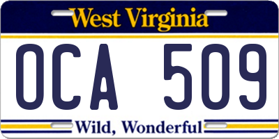 WV license plate OCA509