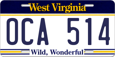 WV license plate OCA514