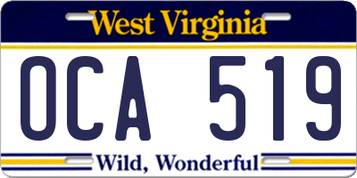 WV license plate OCA519
